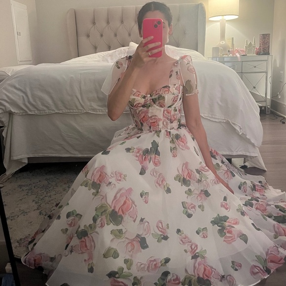 Milla Tender Floral Midi Tie Strap Dress - XS - Picture 2 of 5